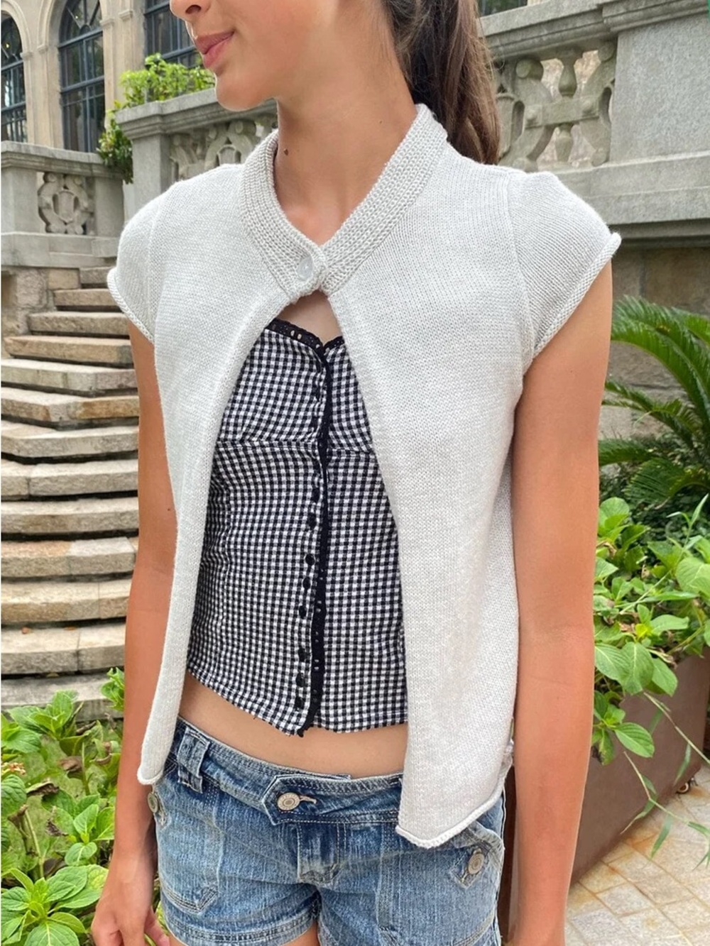 Brandy melville silver gray Blair top